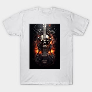 Guitar Skull on fire T-Shirt